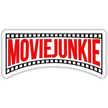 Farben änderbar | Movie Junkie - Sticker Größe S (10 x 10 cm) - Mattweiß - Vorne