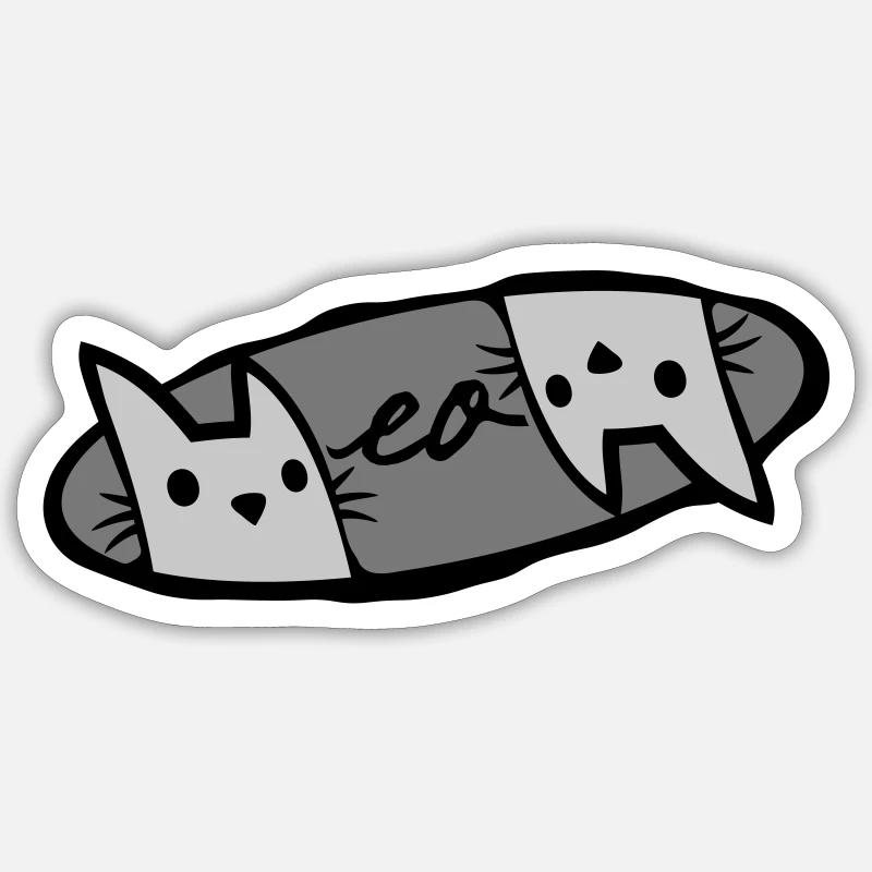 Meow 2 Katzen Logo - Sticker Größe S (10 x 10 cm) - Mattweiß