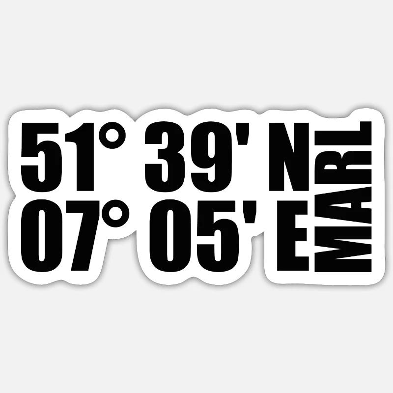 Coordonnées de marl - Sticker taille S (10 x 10 cm) - blanc mat