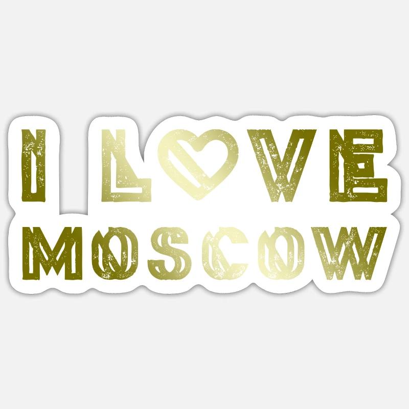 J’aime Moscou - Sticker taille S (10 x 10 cm) - blanc mat