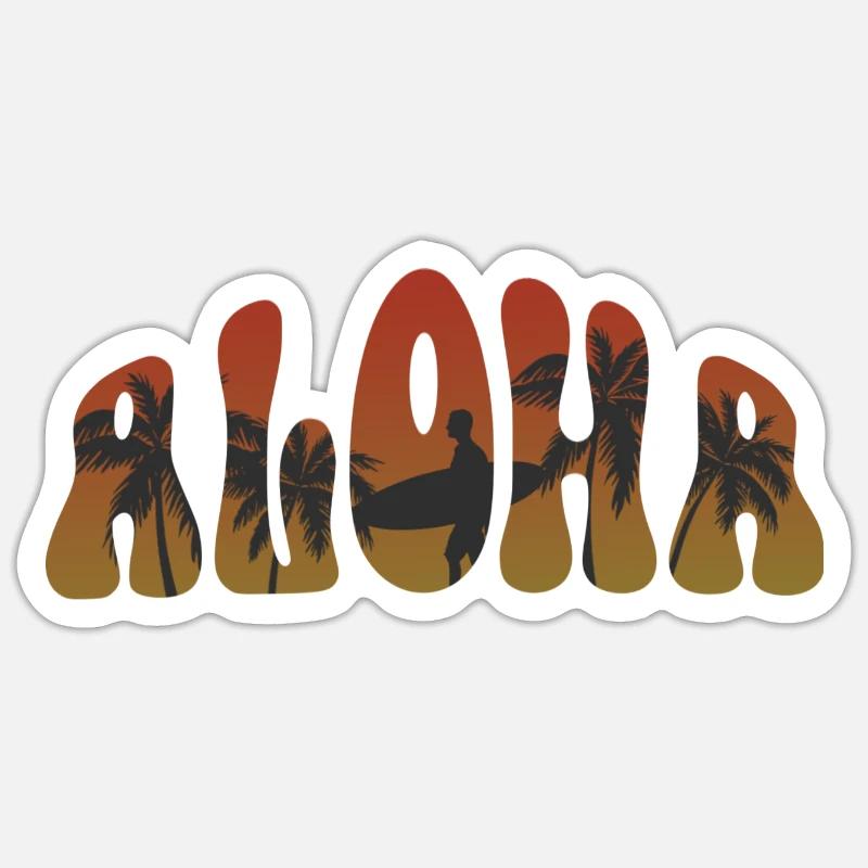 Aloha - Sticker Größe S (10 x 10 cm) - Mattweiß