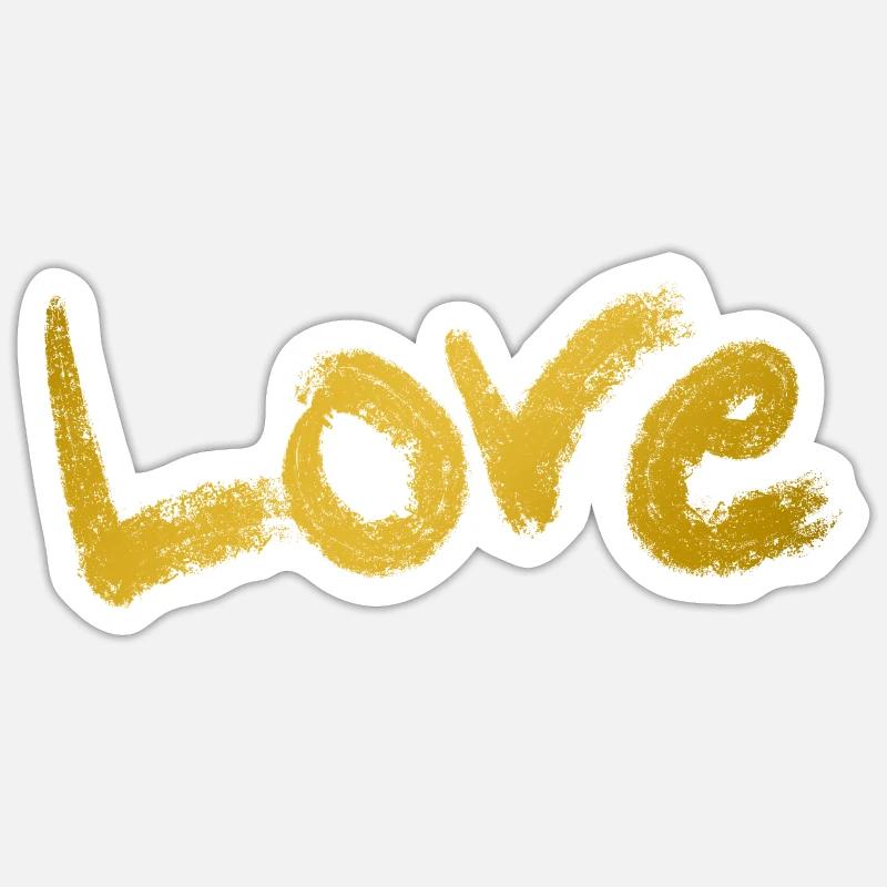 Texte d’amour Or - Sticker taille S (10 x 10 cm) - blanc mat
