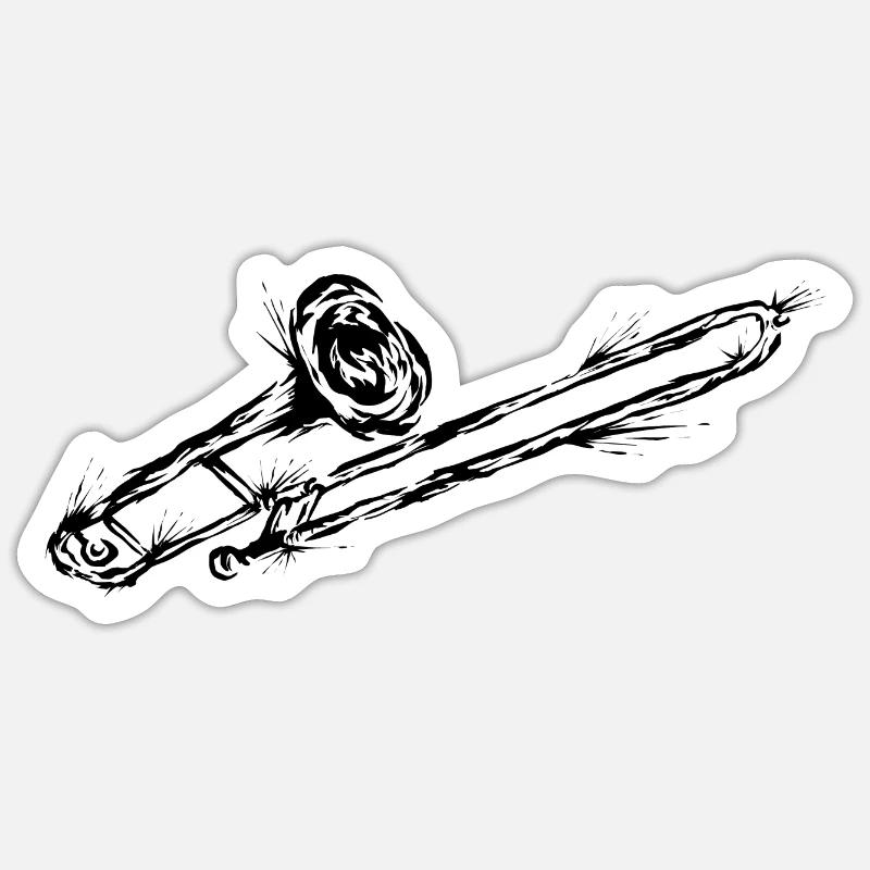Trombone - Sticker taille S (10 x 10 cm) - blanc mat