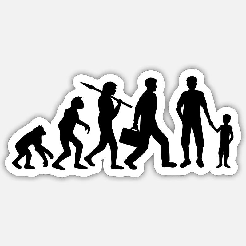 Sohn Papa Evolution Kind - Sticker Größe S (10 x 10 cm) - Mattweiß