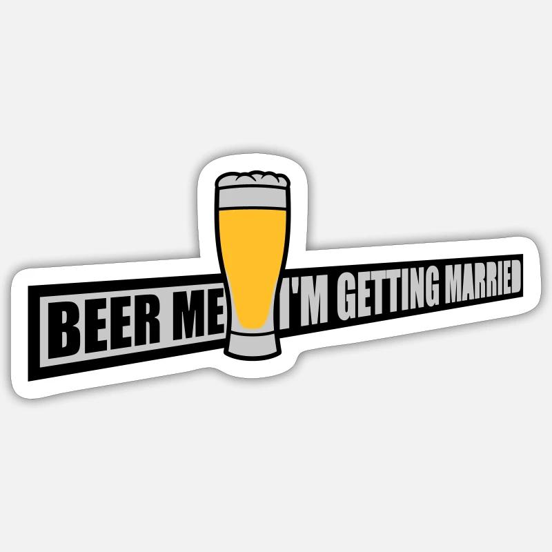 Beer Me Me marier - Sticker taille S (10 x 10 cm) - blanc mat