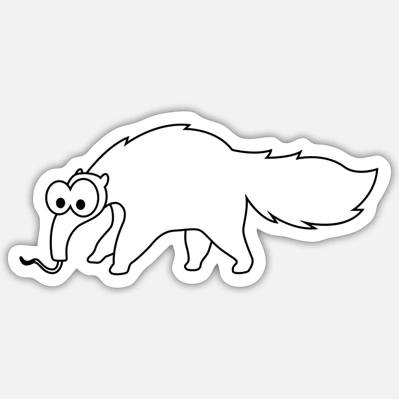 Fourmilier Comic Animal - Sticker taille S (10 x 10 cm) - blanc mat