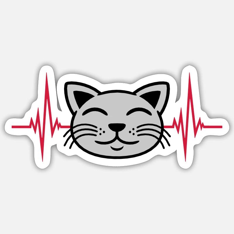 Puls Katze Gesicht glücklich - Sticker Größe S (10 x 10 cm) - Mattweiß