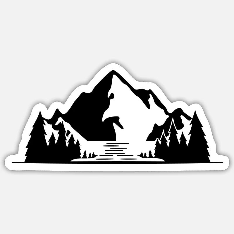 Berge - Sticker Größe S (10 x 10 cm) - Mattweiß