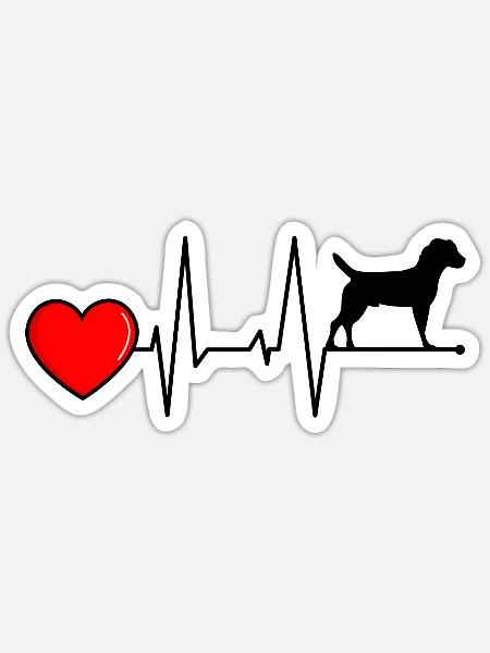 Heideterrier Herzschlag Schwarz - Sticker Größe S (10 x 10 cm) - Mattweiß