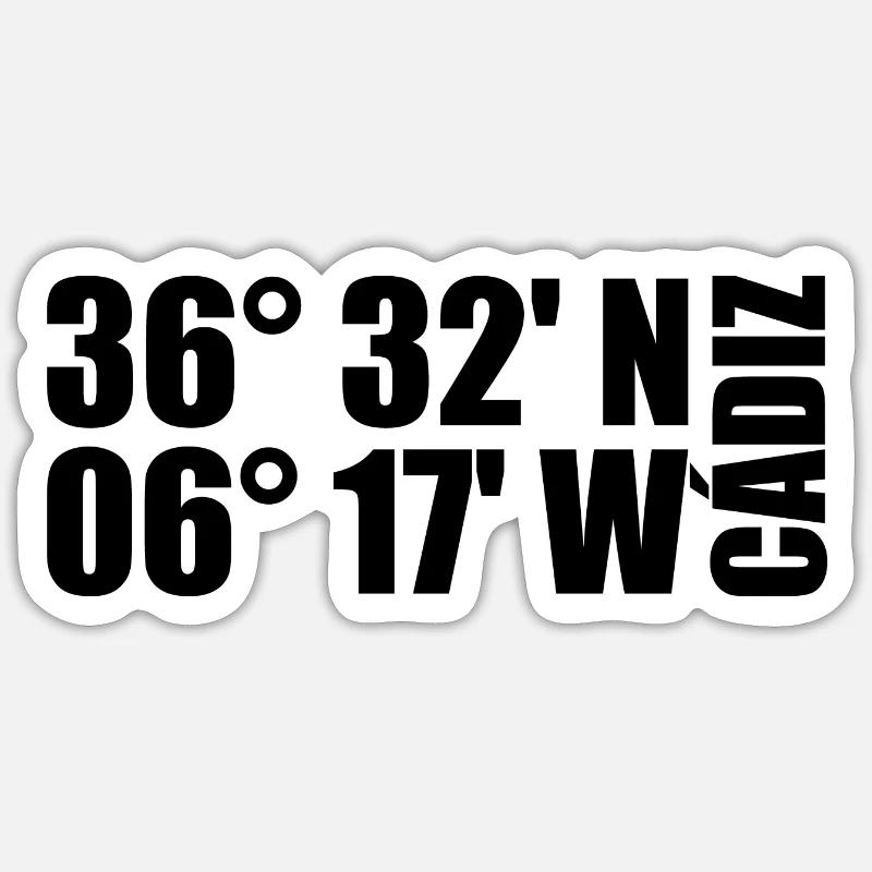 Coordonnées de Cadix - Sticker taille S (10 x 10 cm) - blanc mat