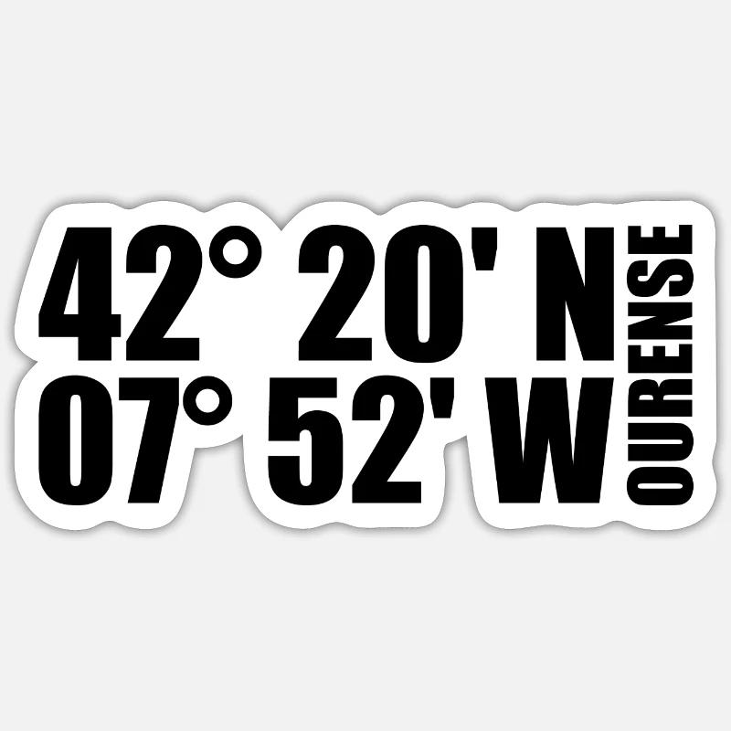 Coordonnées Ourense - Sticker taille S (10 x 10 cm) - blanc mat