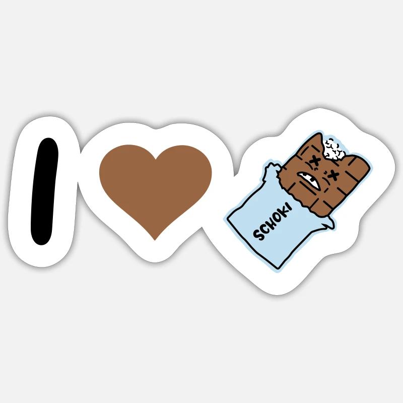 I_love_Schoki - Sticker taille S (10 x 10 cm) - blanc mat