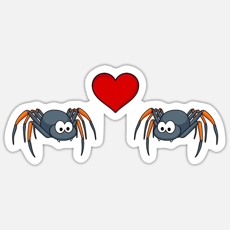 Tarentule Comic Couple Amour - Sticker taille S (10 x 10 cm) - blanc mat