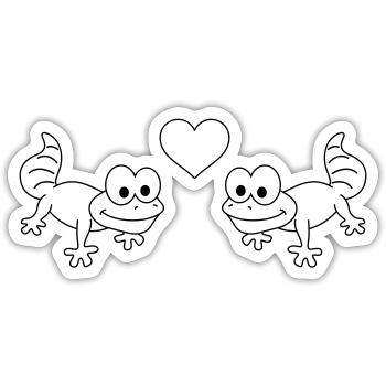 Gecko Comic Couple Love - Sticker size S (10 x 10 cm) - white matte - Front