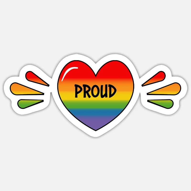 Rainbow LGBT Proud Heart - Sticker taille S (10 x 10 cm) - blanc mat