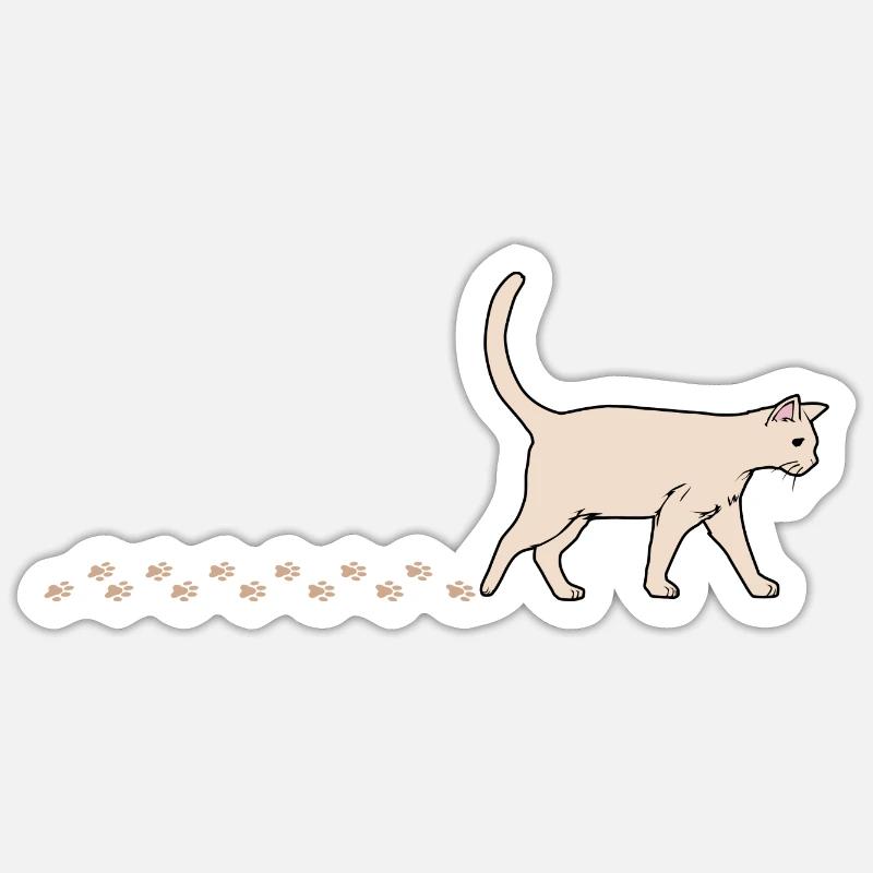 Cute Cat Waddling Kitty Paws Footprints Sticker size S (10 x 10 cm)