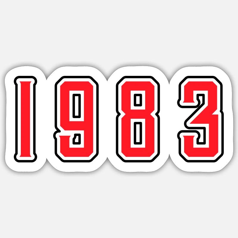 1983 anniversaire - Sticker taille S (10 x 10 cm) - blanc mat