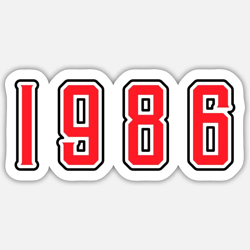 Anniversaire de 1986 - Sticker taille S (10 x 10 cm) - blanc mat