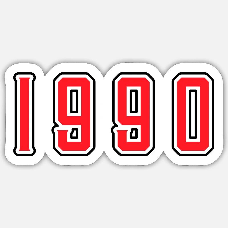 1990 anniversaire - Sticker taille S (10 x 10 cm) - blanc mat