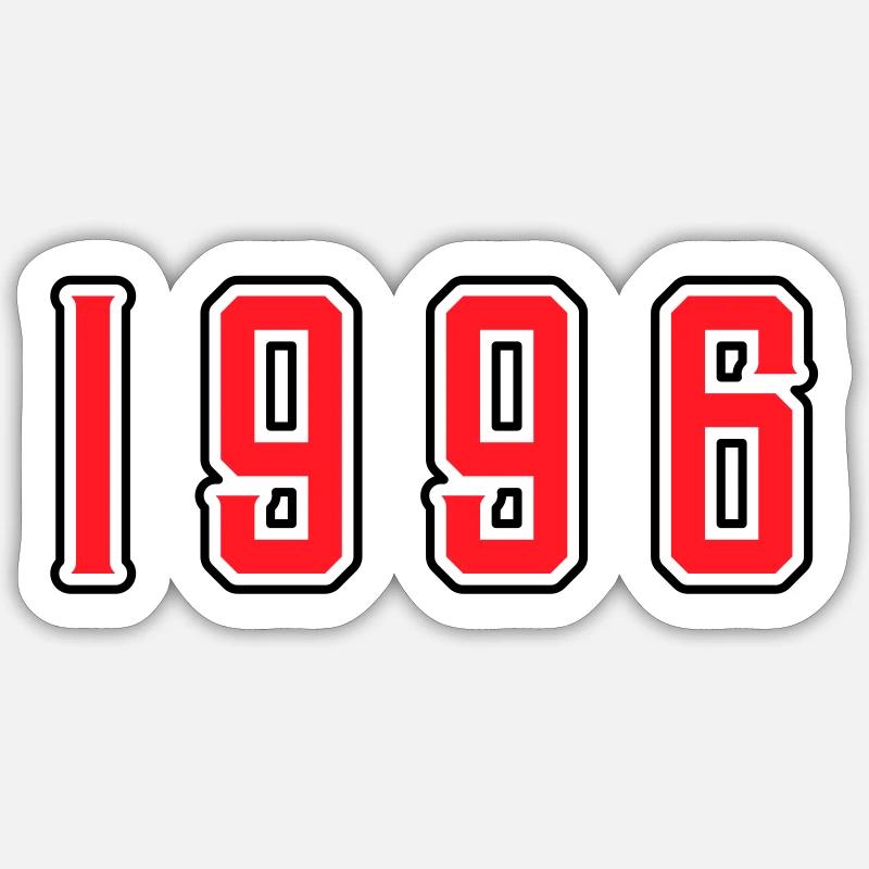 1996 anniversaire - Sticker taille S (10 x 10 cm) - blanc mat