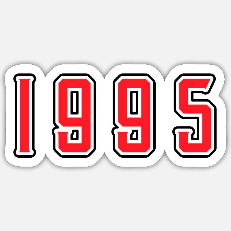 1995 anniversaire - Sticker taille S (10 x 10 cm) - blanc mat