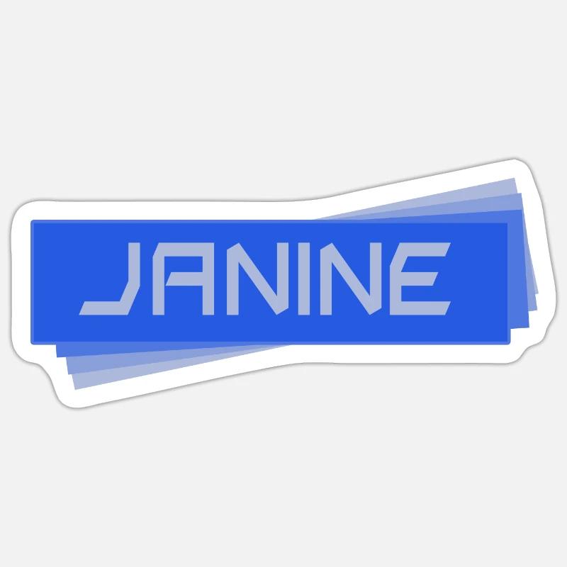 Janine - Sticker Größe S (10 x 10 cm) - Mattweiß