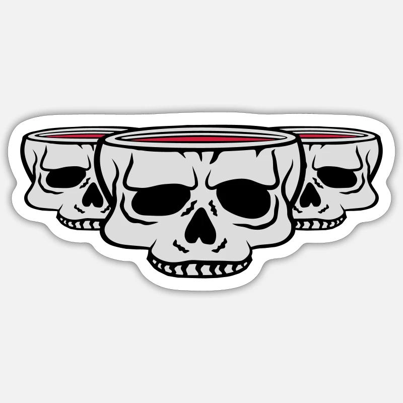 3 Freunde Becher Schädel Sticker Größe S (10 x 10 cm)