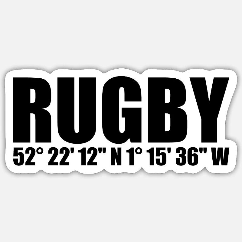 Coordonnées rugby - Sticker taille S (10 x 10 cm) - blanc mat