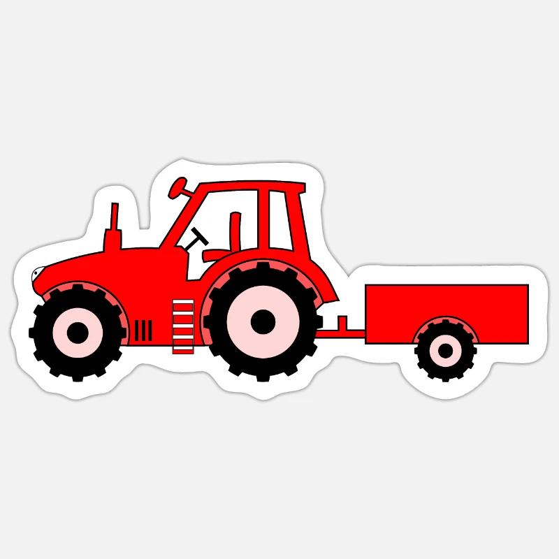 Tractor with trailer red Sticker size S (10 x 10 cm)