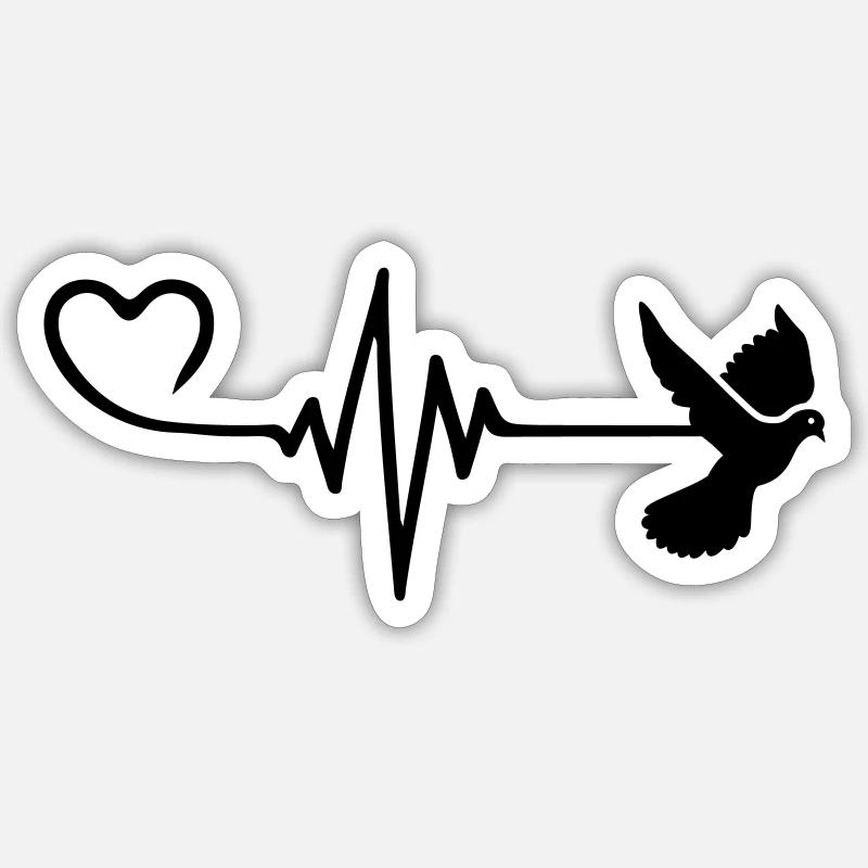 Engourdi Pulse Peace Heart Love - Sticker taille S (10 x 10 cm) - blanc mat