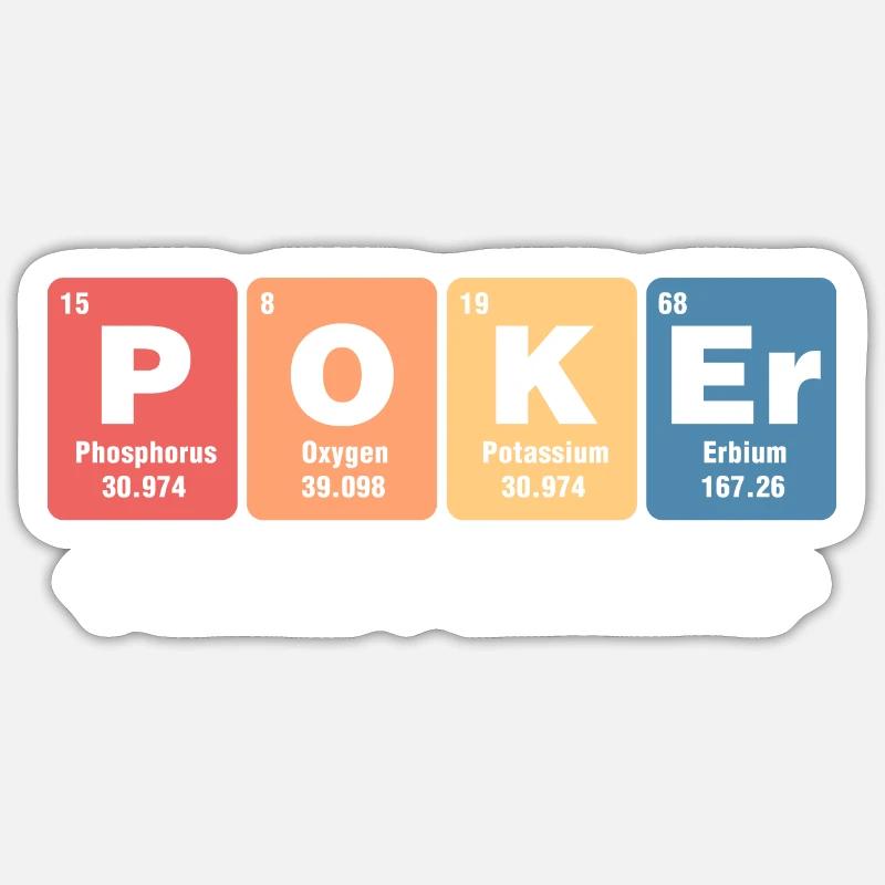 Table d’époque des éléments Chimie Jouer au poker Sticker taille S (10 x 10 cm)