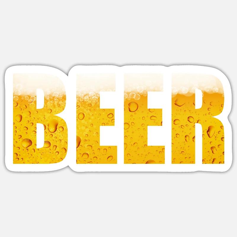Beer Tshirt Design Drinking - Sticker taille S (10 x 10 cm) - blanc mat