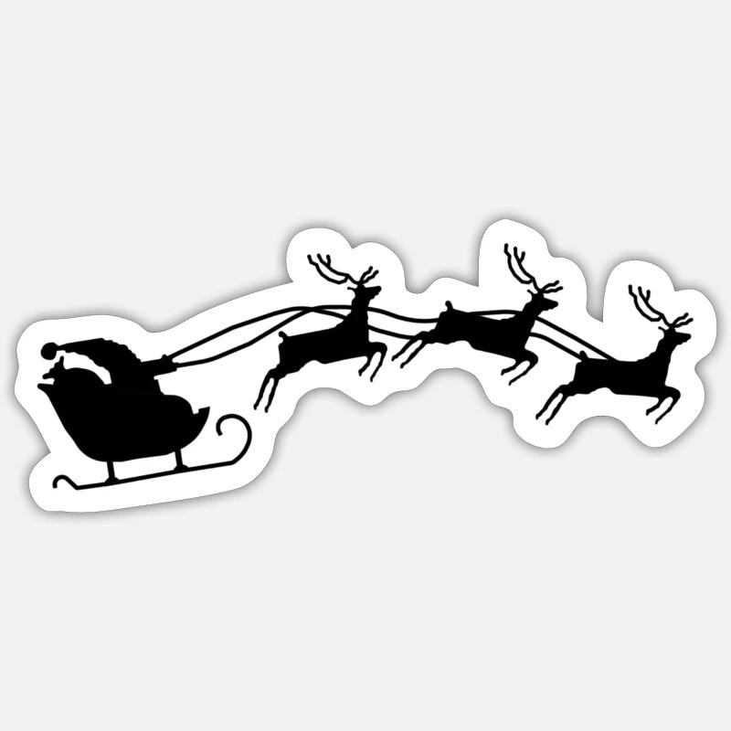 Weihnachtsmann mit Schlitten - Sticker Größe S (10 x 10 cm) - Mattweiß