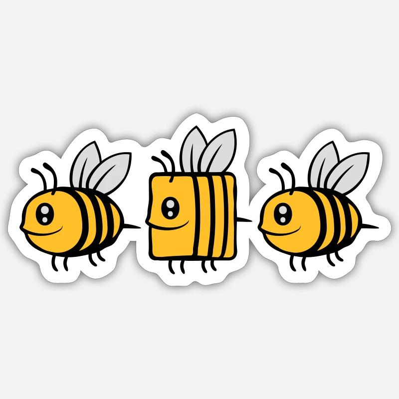 abeille différente abeille comique - Sticker taille S (10 x 10 cm) - blanc mat