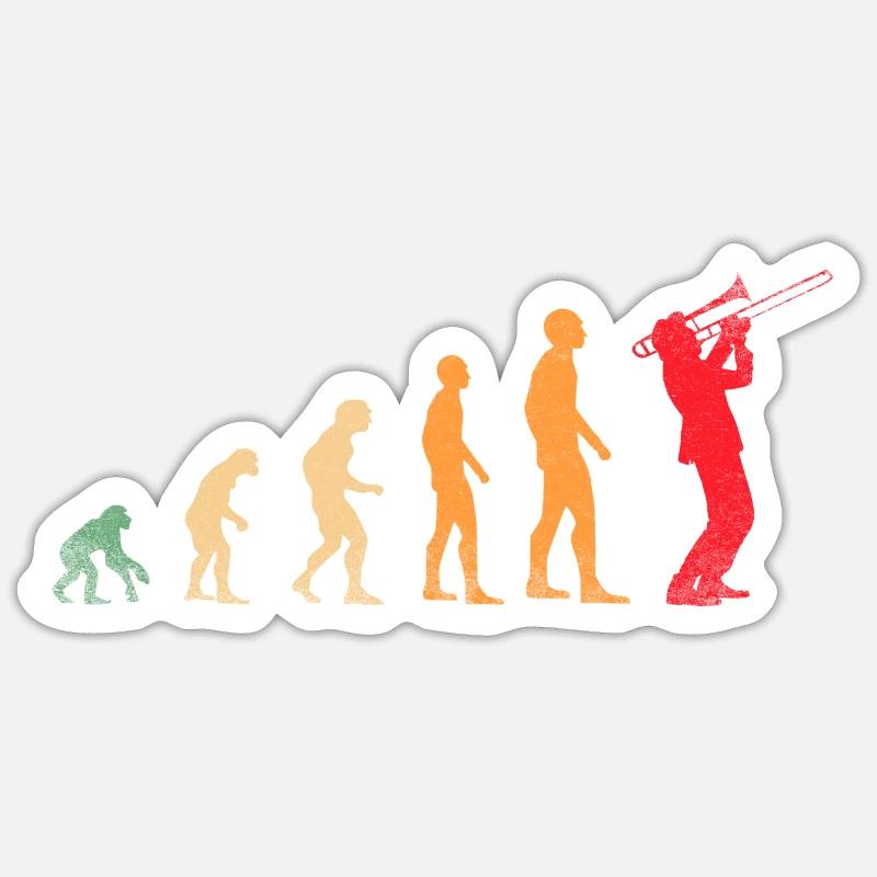 funny trombone evoulution - Sticker size S (10 x 10 cm) - white matte