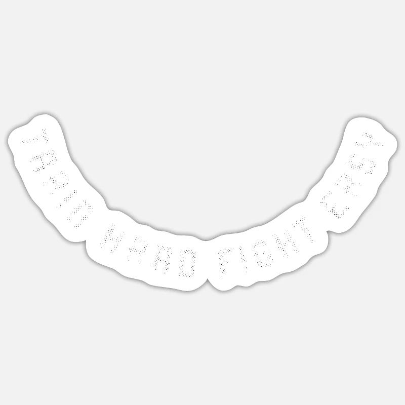 Entraînez-vous dur combat facile - Sticker taille S (10 x 10 cm) - blanc mat