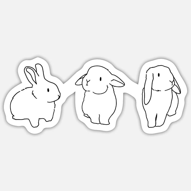 Lapins mignons année du lapin - Sticker taille S (10 x 10 cm) - blanc mat