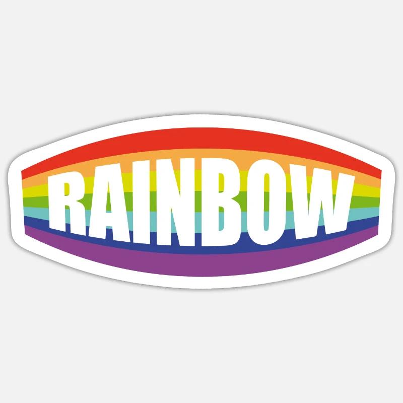 Rainbow lettering Pochette - Sticker size S (10 x 10 cm) - white matte