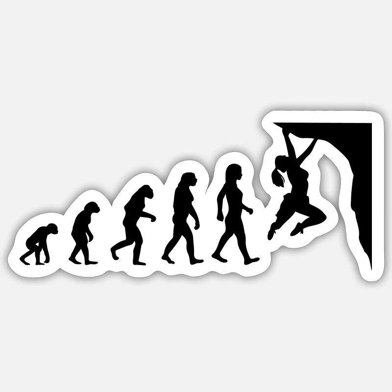 Evolution Frau klettert bouldern Sticker Größe S (10 x 10 cm)