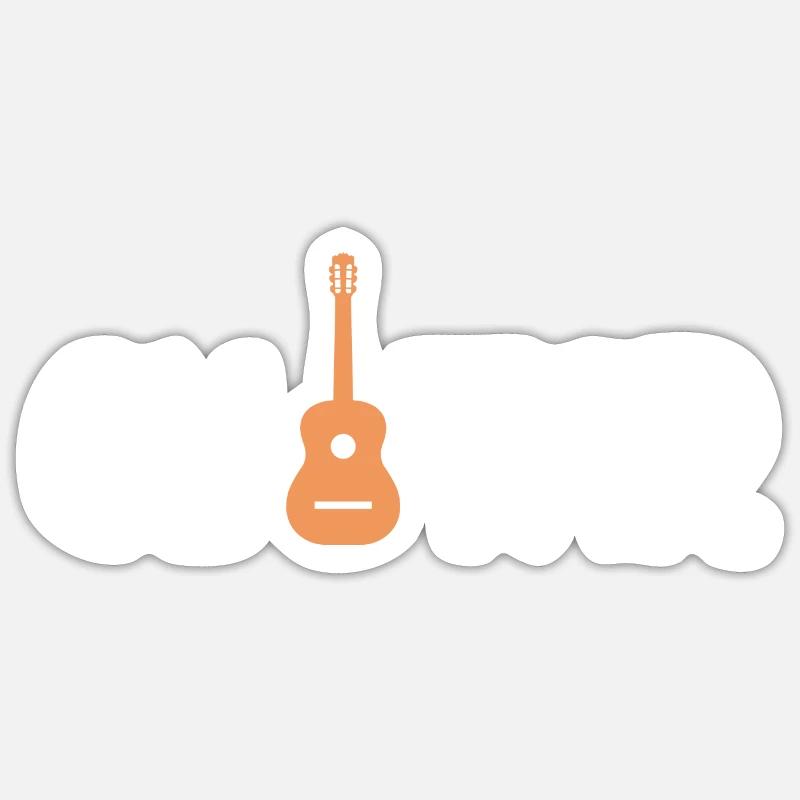 Guitare - Sticker taille S (10 x 10 cm) - blanc mat