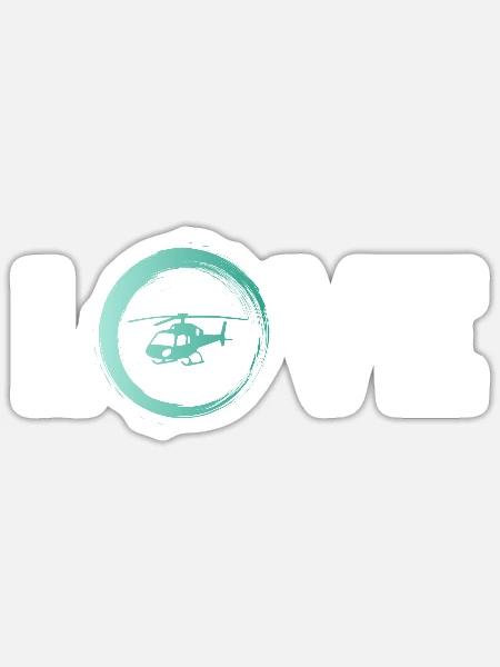 Sporty Hobby Leidenschaft Hubschrauber - Sticker Größe S (10 x 10 cm) - Mattweiß