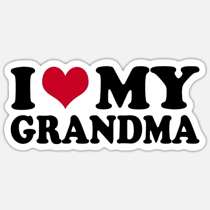 J’aime ma grand-mère Oma - Sticker taille S (10 x 10 cm) - blanc mat