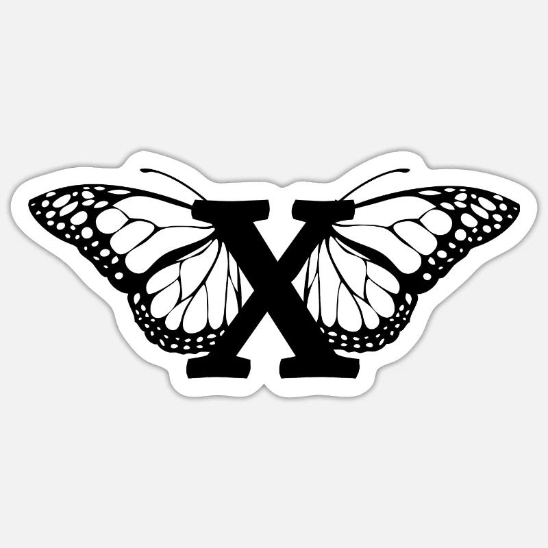 lettre x papillon - Sticker taille S (10 x 10 cm) - blanc mat