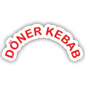 Döner Kebab Schriftzug - Sticker Größe S (10 x 10 cm) - Mattweiß - Vorne
