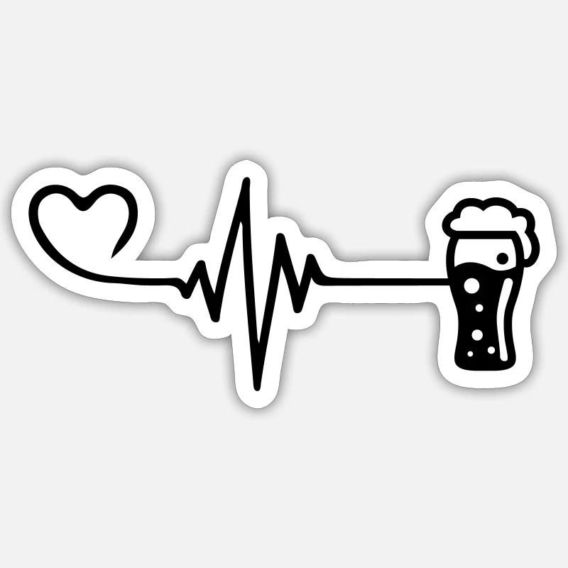 Bier Puls Herz Liebe Sticker Größe S (10 x 10 cm)