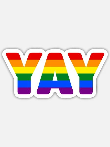 YAY LGBTQ - Sticker Größe S (10 x 10 cm) - Mattweiß