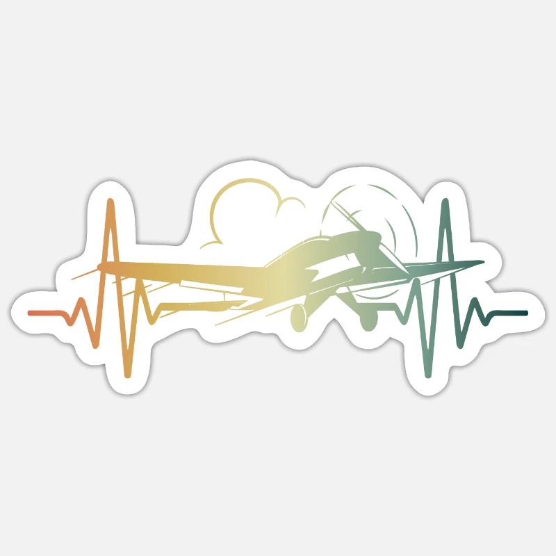 Pilote d’avion Heartbeat Flyer - Sticker taille S (10 x 10 cm) - blanc mat