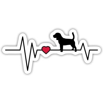 Herzschlag Hund Beagle - Sticker Größe S (10 x 10 cm) - Mattweiß - Vorne