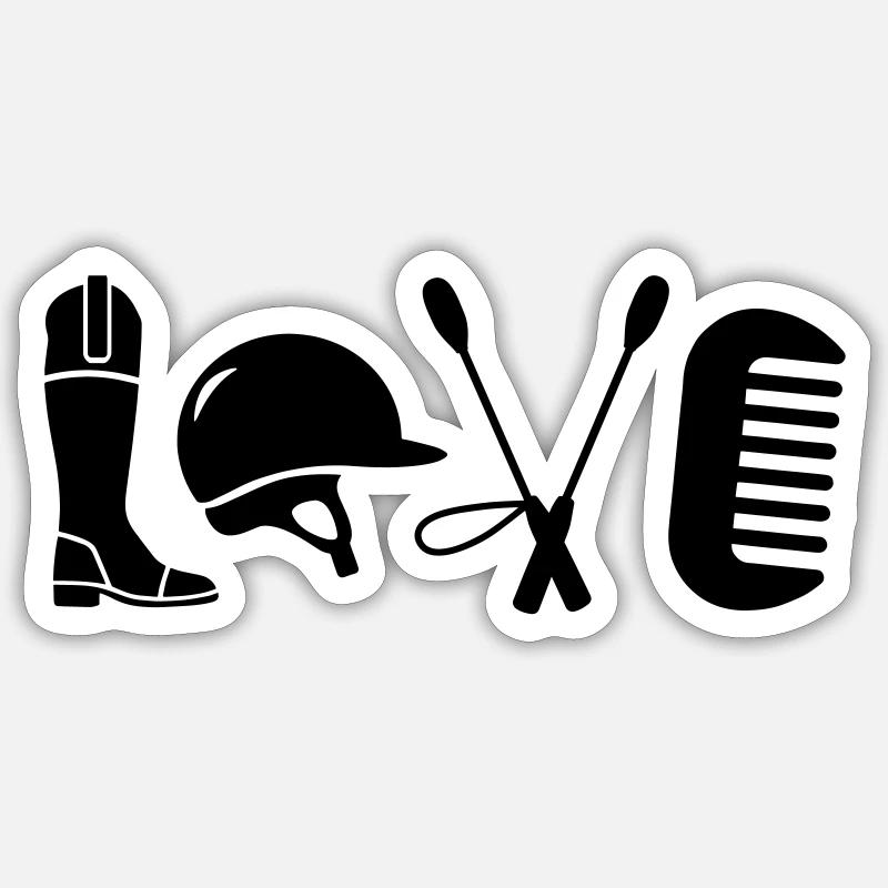 LOVE Pferde - Sticker Größe S (10 x 10 cm) - Mattweiß