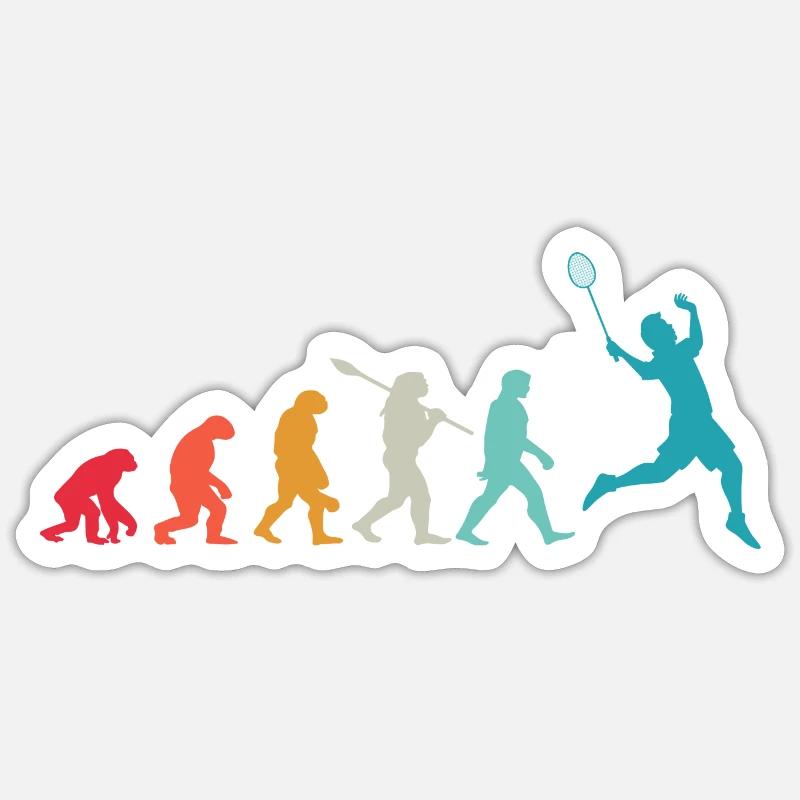 Badminton Evolution Gift for Badminton Players - Sticker size S (10 x 10 cm) - white matte